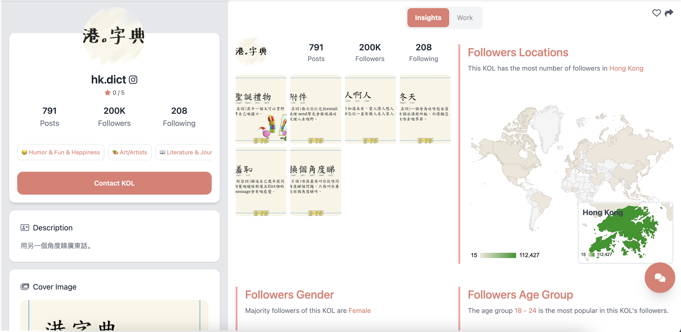 key component inside Look4KOL profile